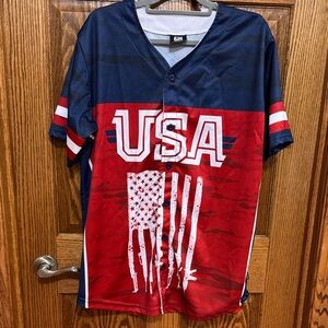 USA Flag Men's Jersey - Red and Blue